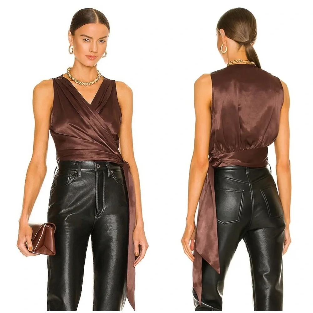 L'ACADEMIE SHIRI WRAP TOP REVOLVE LOVERS FRIENDS TULAROSA AMANDA UPRICHARD BOHO - Picture 2 of 7